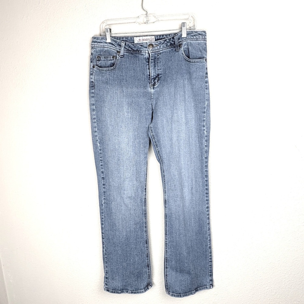 Faded Glory Womens 12 Average W34 L 31.5 Bootcut Stretch Jeans Blue Medium‎ Wash